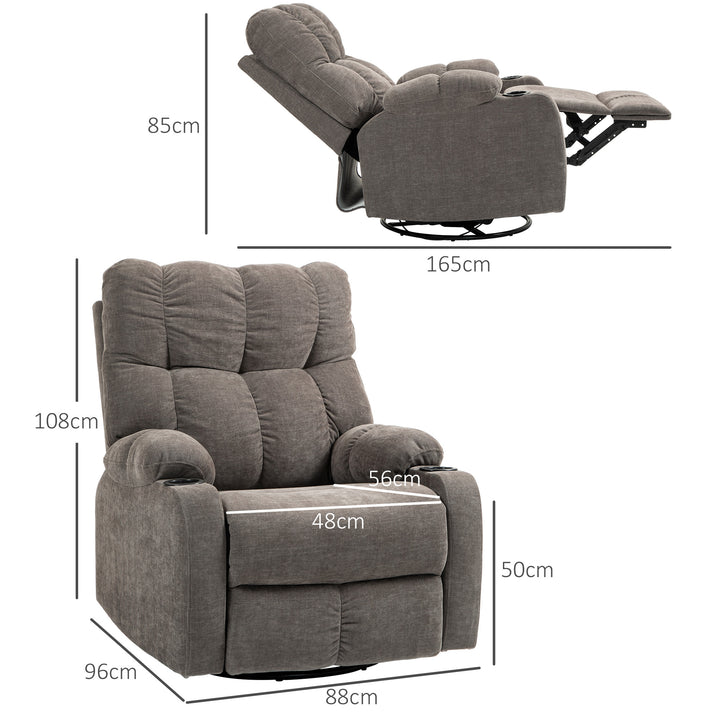 Afslapningsstol med fodstøtte, moderne loungestol, drejelig, op til 150 kg, stålstel, 88 x 96 x 108 cm, lysebrun