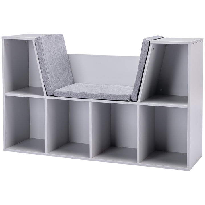 2-i-1 børnehylde + bænk inkl. hynde 103 cm × 30 cm × 62 cm hvid + grå