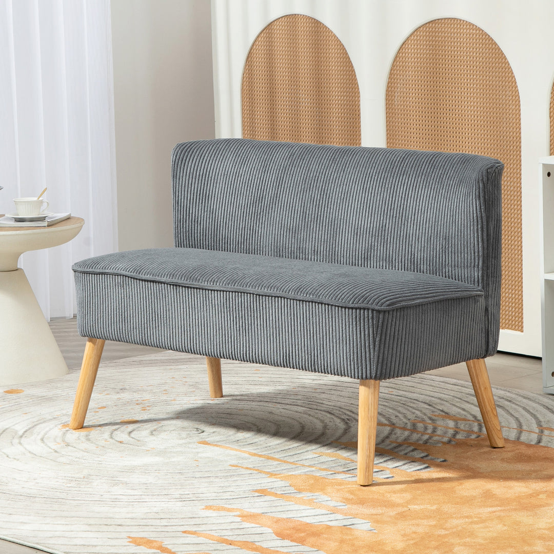 2-Personers polstret sofa, træ, fløjl polyester, skum, 117 x 56,5 x 77 cm, grå