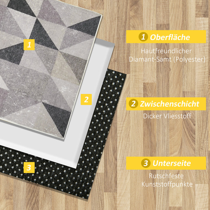 Geometrisk mønstret non-woven tæppe, 120 x 170 cm x 0,6 cm, mørkegrå + lysegrå