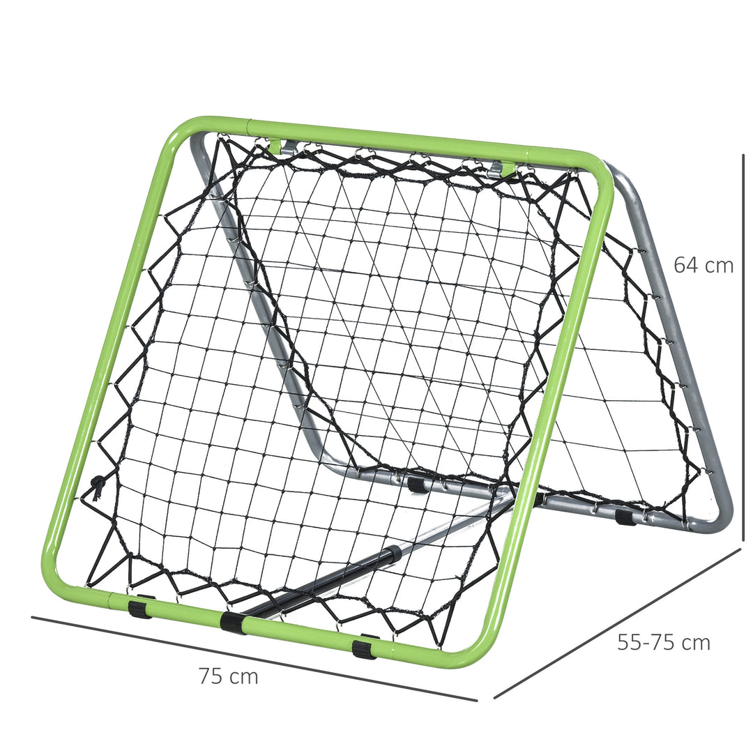 Fodbold-rebounder Kickback-mål Rebound-vægnet til baseball og basketball, dobbeltsidet rebound, justerbar i 5 positioner, metal, grøn og sort, 75 x 75 x 64 cm