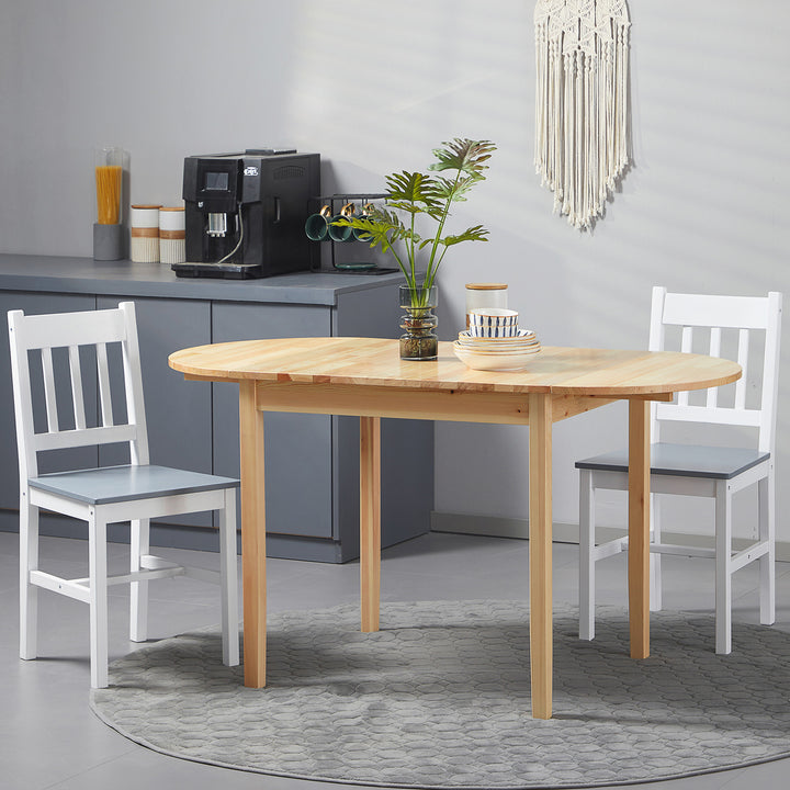 Træspisebord foldbart køkkenbord til 6 personer med kløverbladsdesign 140 x 70 x 75 cm naturtræ