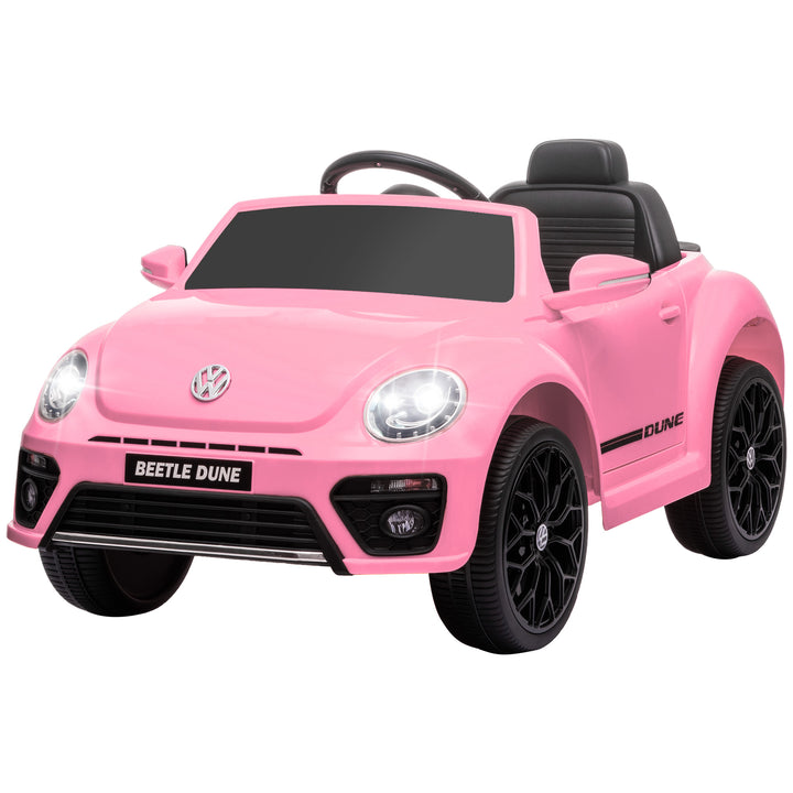 Aiyaplay elektrisk børnebil, vw beetle, 3-5 km/t, med fjernbetjening og musik, pink