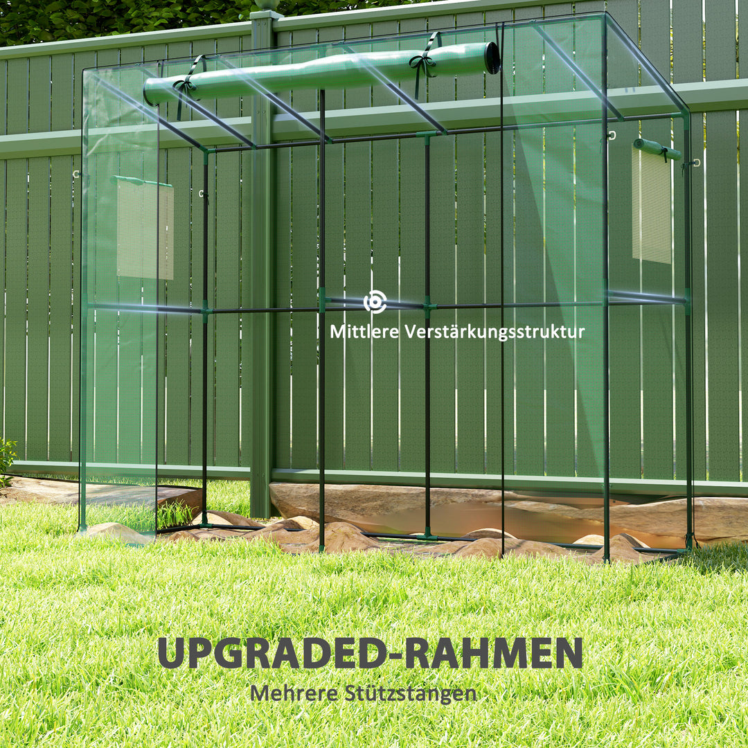 Minidrivhus, lænedrivhus med rulleport og netvinduer, UV-bestandig, til blomster, frøplanter, planter og grønt