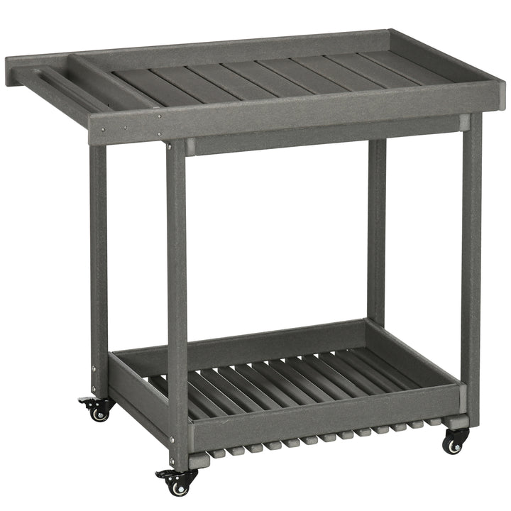 Serveringsvogn med håndklædeholdere, 1 nederste hylde, 4 hjul, 87 cm x 50 cm x 80 cm, mørkegrå