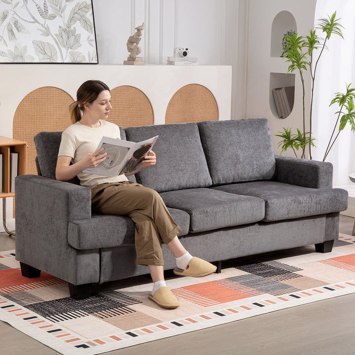 3-personers sofa, stuesofa til 3 personer, stofbetræk, stålstel, polstret sofa, grå