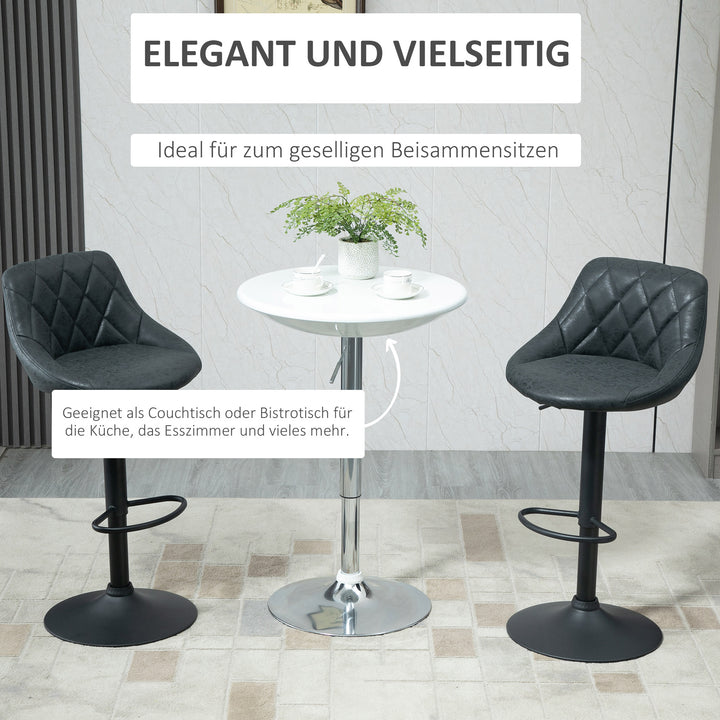 Barbord moderne spisebord højdejusterbart bistrobord højt bord diskbord skrivebord rundt metal abs lak hvid ø61 x 76-97 cm