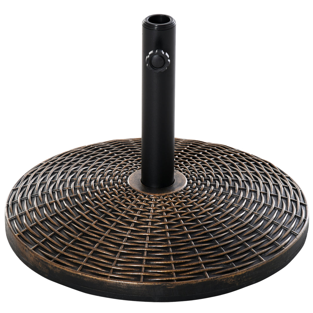Parasolstativ, paraplyholder, paraplyfod, 25 kg, rattan-look, kurvestativ, paraply Ø35/Ø38/Ø48 mm, plast + cement, antik bronze, Ø53 x 40 cm