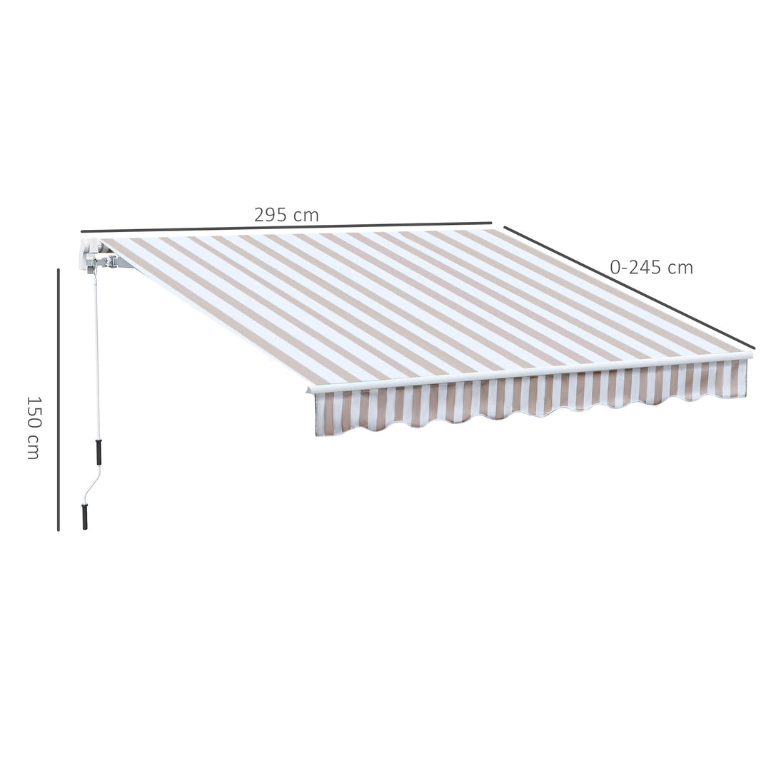 Markise med håndsving, foldearmsmarkise, solafskærmning, vægmontering, balkon, aluminium Berge 3 x 2,5 m