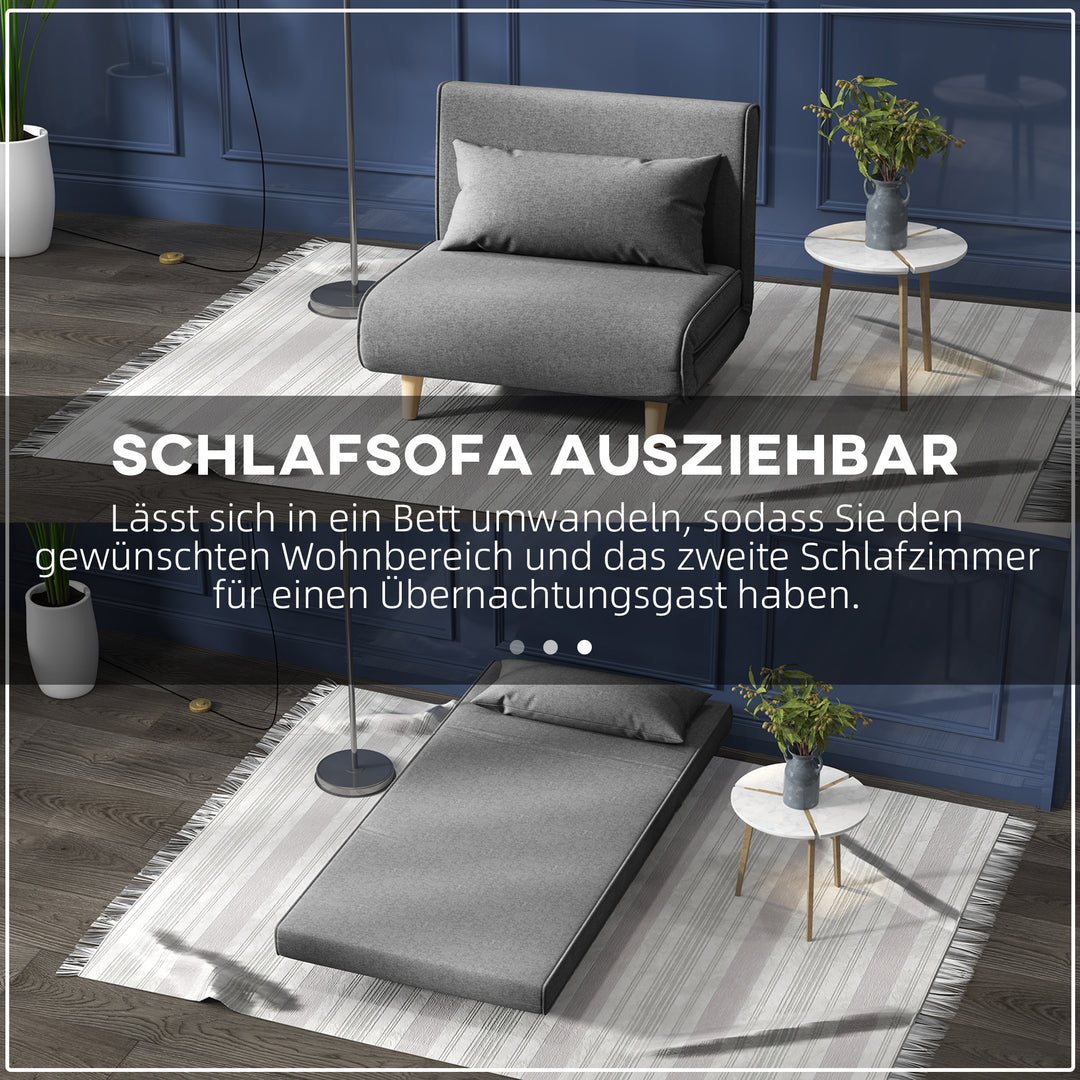 Enkelt sovesofa sovesofa foldsofa justerbar ryglæn liggestol nordisk skandinavisk 25d skum hushør imiteret grantræ grå 94 x 78 x 80 cm
