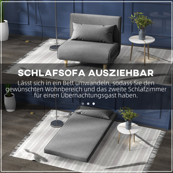 Enkelt sovesofa sovesofa foldsofa justerbar ryglæn liggestol nordisk skandinavisk 25d skum hushør imiteret grantræ grå 94 x 78 x 80 cm