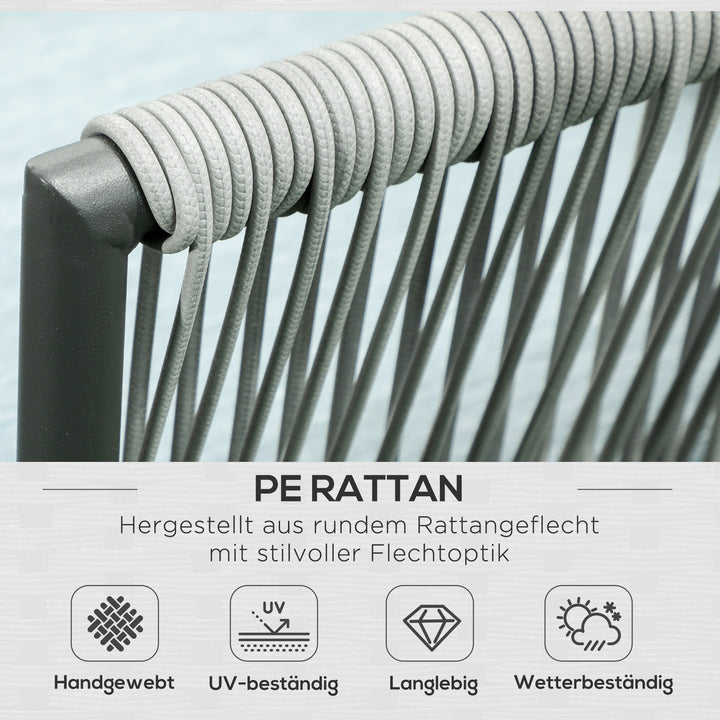 Rattan havemøbelsæt til 4 personer, siddemøbelsæt med hynder, aluminium, PE-rattan, polyester, til altan, grå