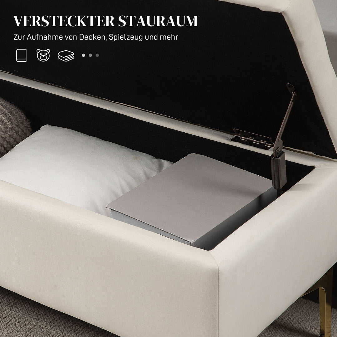 Bænk med opbevaringsplads, lasteevne op til 120 kg, 120 x 44 x 44,5 cm, beige