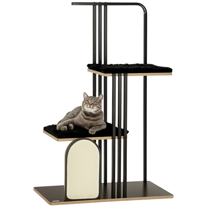 Kradsetræ, industridesign, 2 platforme, 2 puder, kradsevæg, stålramme, sort, 85 x 48 x 128 cm