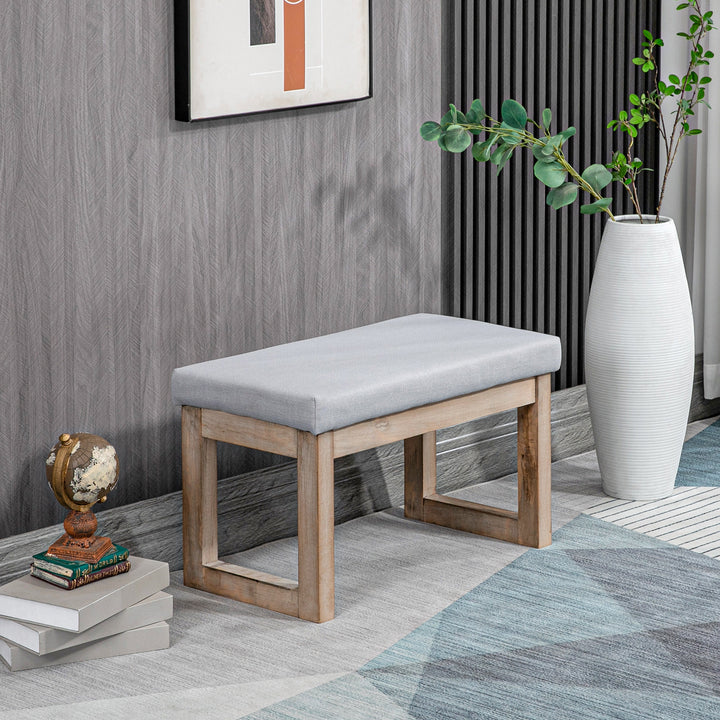 Fodskammel i skandinavisk design, sædeskammel, fodskammel, 68 cm x 38 cm x 42 cm, grå + natur