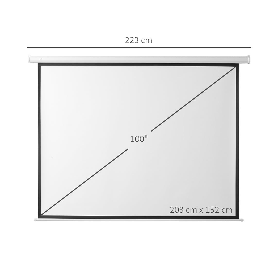 Projektorlærred, projektionslærred, 100 tommer, 4:3, 203 x 152 cm, hvid