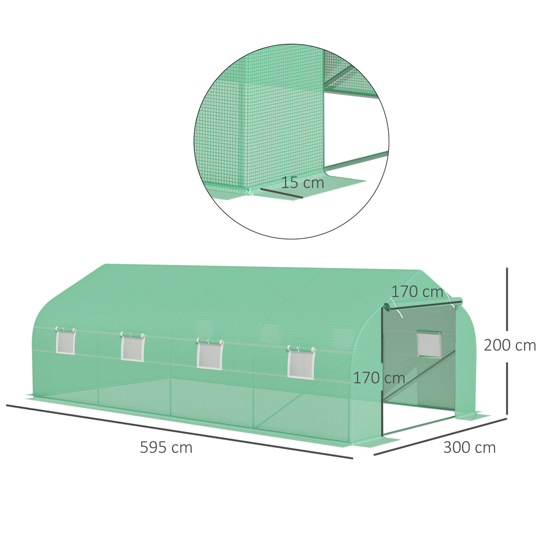 Foliedrivhus, polytunnel, drivhus, kold ramme, plantehus, tomathus, gavltag, 595 × 300W × 200H cm