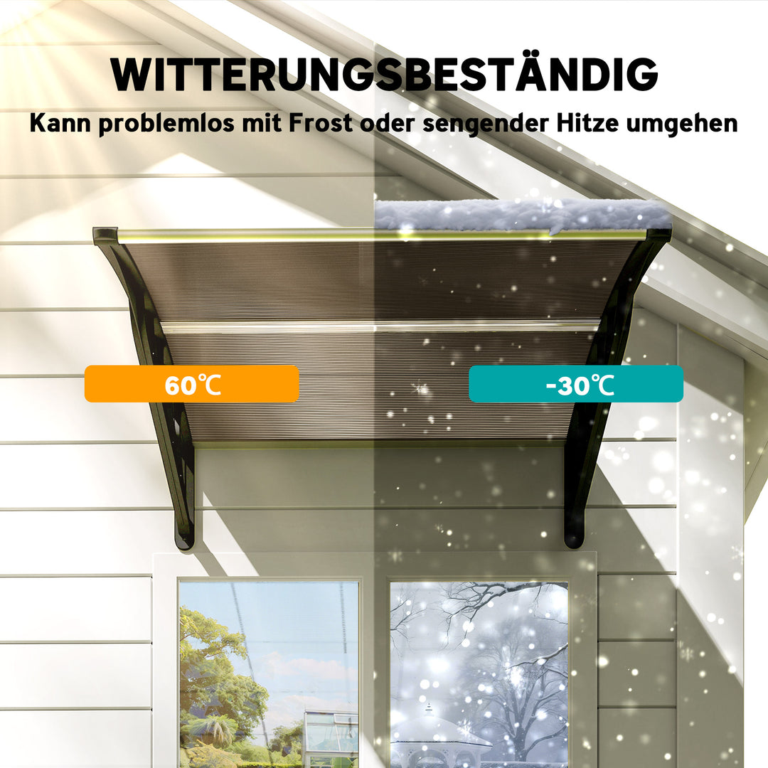Dørmarkise, beskyttelse mod regn, vind og hagl, polycarbonat, aluminium, 103 x 96,5 x 27 cm, brun