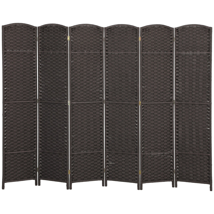 6-Panels rumdeler, foldbar skærm, skærm til stue, soveværelse, hjemmekontor, brun
