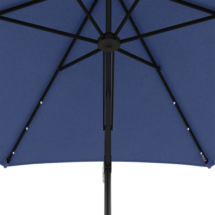 Haveparasol, fritstående parasol, led'er, solpanel, vejrbestandig, inkl. beskyttelsesovertræk, 290 x 260 cm, mørkeblå