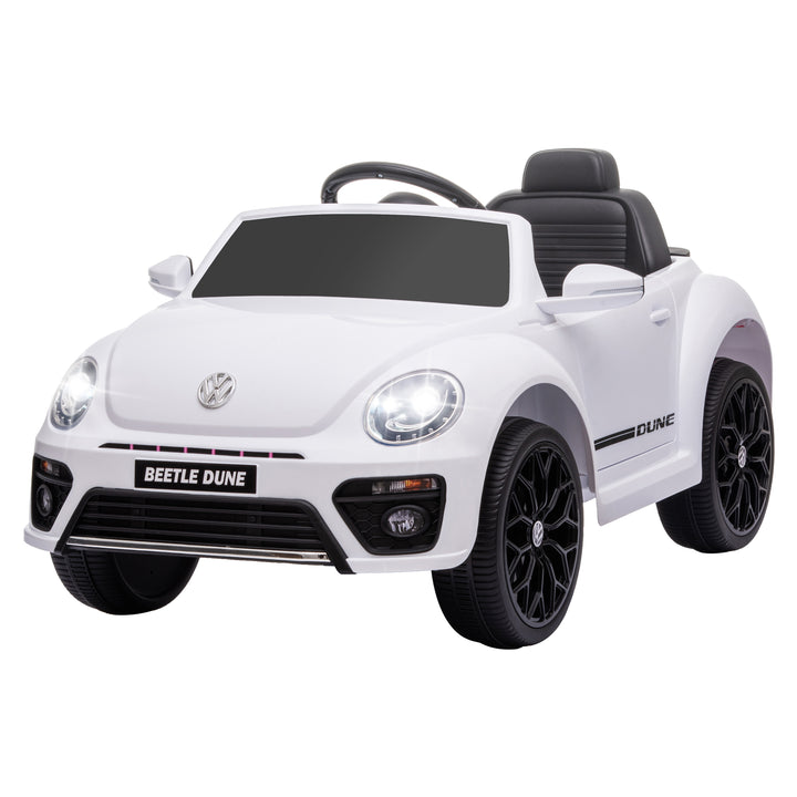 Elektrisk børnebil, vw beetle, 3-5 km/t, med fjernbetjening og musik, hvid