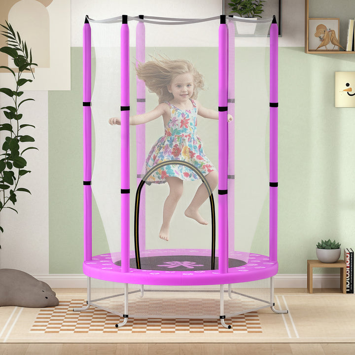 Børnetrampolin med sikkerhedsnet, til indendørs og udendørs brug, 3-6 år, lilla