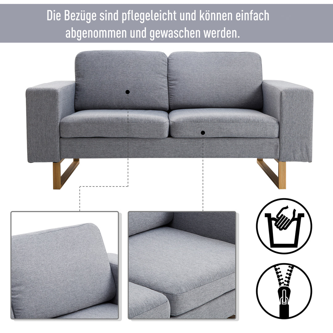 ® 2-Personers sofa stofsofa hjørnesofa polstret sofa siddemøbler armlæn træ lysegrå 145 x 82 x 78 cm