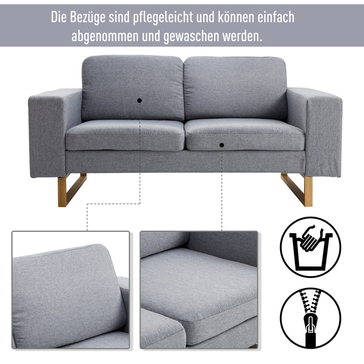 ® 2-Personers sofa stofsofa hjørnesofa polstret sofa siddemøbler armlæn træ lysegrå 145 x 82 x 78 cm
