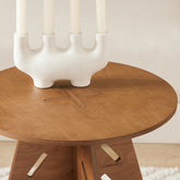 Elegant sidebord / sofabord i japandi-look, Ø36cm, brun