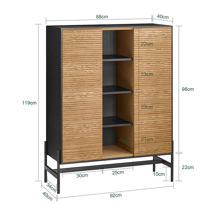 Kommode med masser af opbevaringsplads, japandi-look, 92x40x119 cm