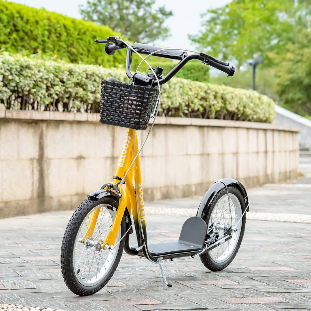 Børnescooter, højdejusterbar, skridsikker, stålramme, aftagelig kurv, bremser, gummidæk