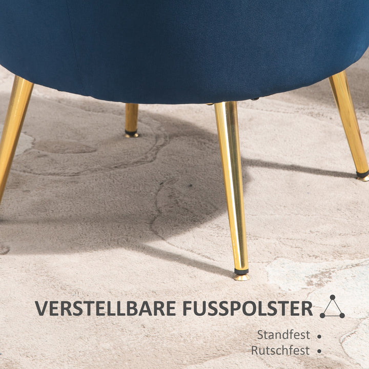 Lounge chair, vintage velour lænestol, metalstel, 76 x 67 x 74 cm, blå