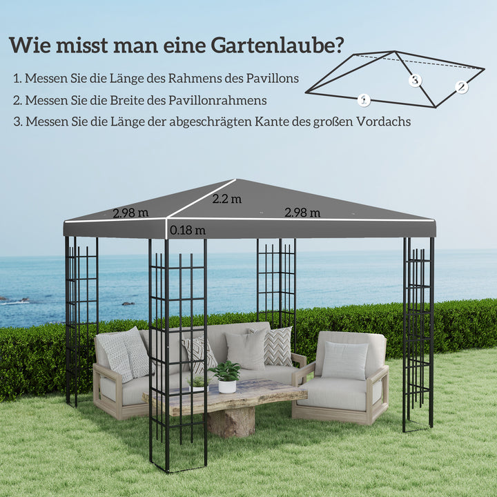 3 x 3 m reservepresenning til pavillon, presenning til havepavillon, med drænhuller, UPF30+, mørkegrå