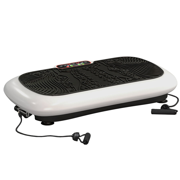 Vibrationsplade med 99 niveauer, 2 fitnessbånd, 73 x 40 x 13 cm, hvid+sort