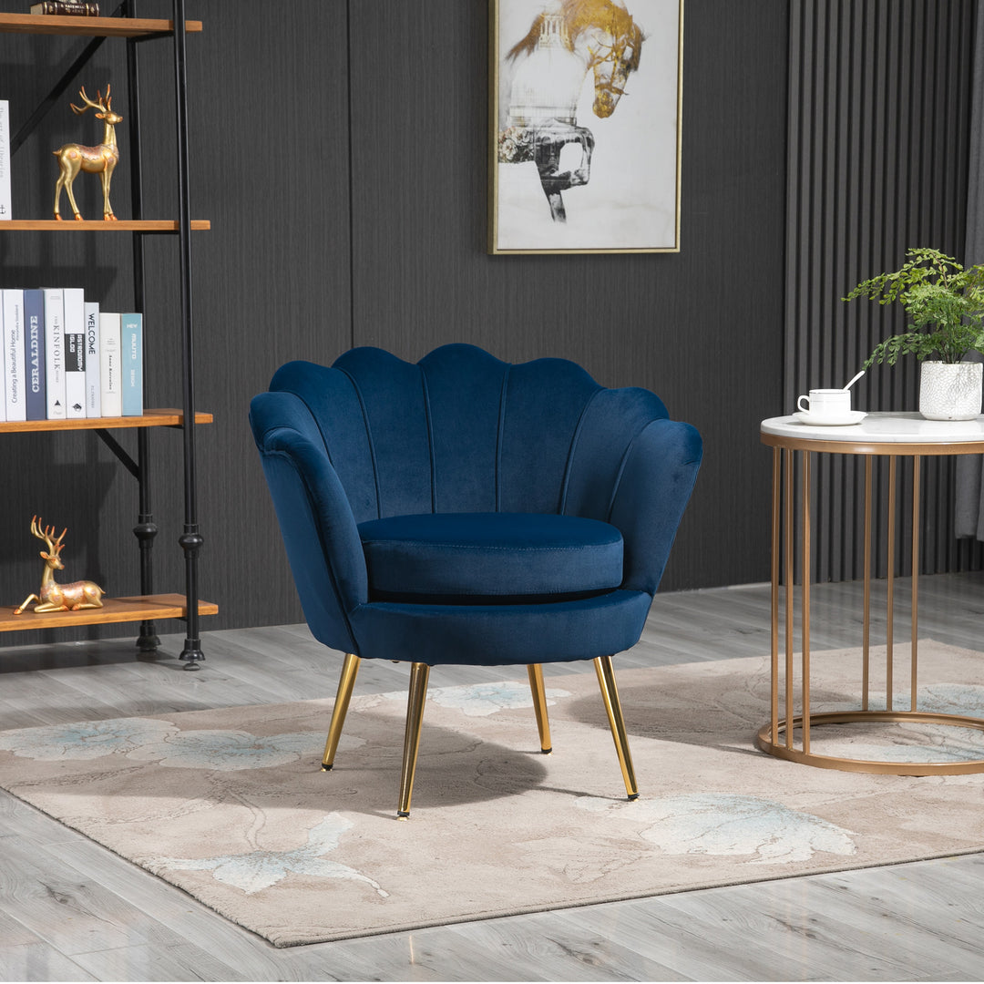 Lounge chair, vintage velour lænestol, metalstel, 76 x 67 x 74 cm, blå