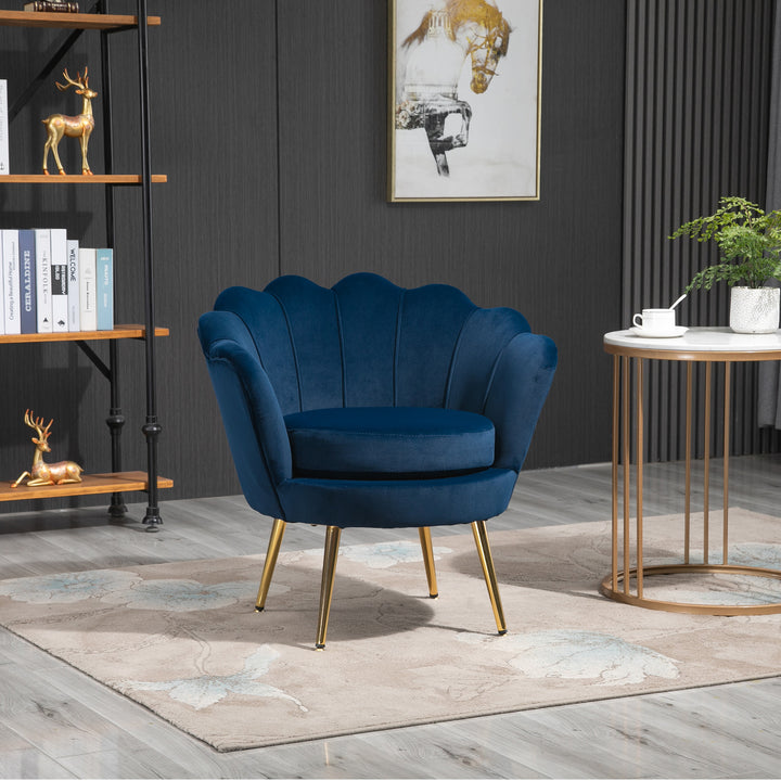 Lounge chair, vintage velour lænestol, metalstel, 76 x 67 x 74 cm, blå