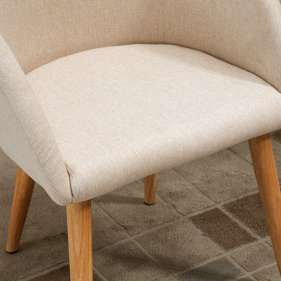 Sæt med 2 polstrede stole, skandinavisk design, polstrede stole med træben, skridsikre puder, 150 kg vægtkapacitet, beige