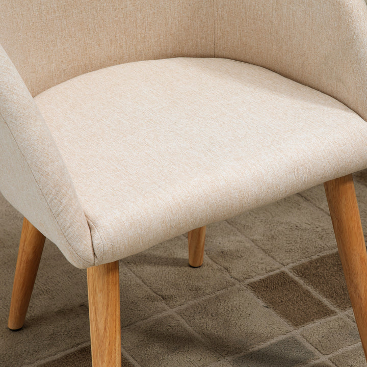 Sæt med 2 polstrede stole, skandinavisk design, polstrede stole med træben, skridsikre puder, 150 kg vægtkapacitet, beige