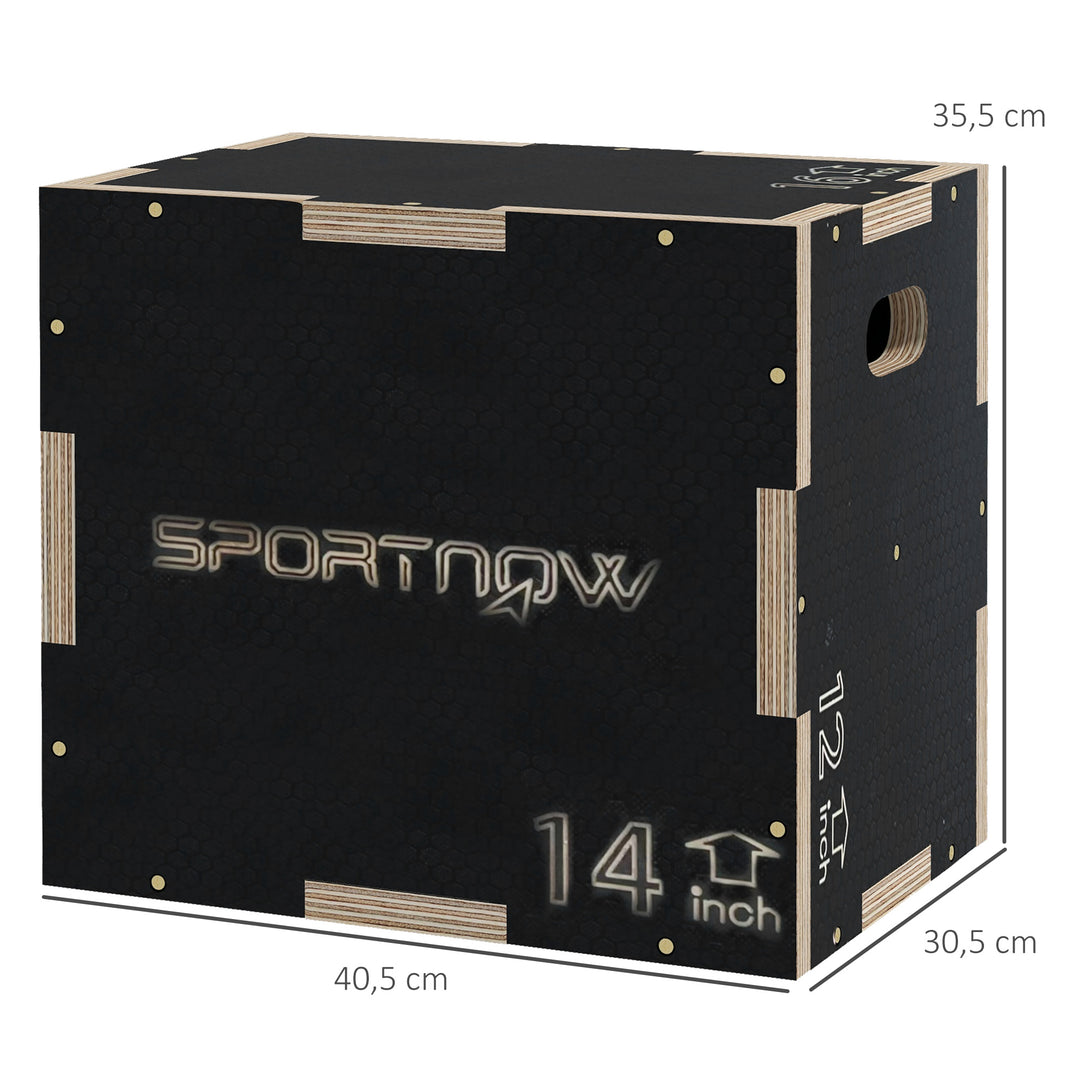 Plyo-boks/springboks, robust, 40,5 x 35,5 x 30,5 cm, sort, håndtag 10 x 3,5 cm, op til 120 kg