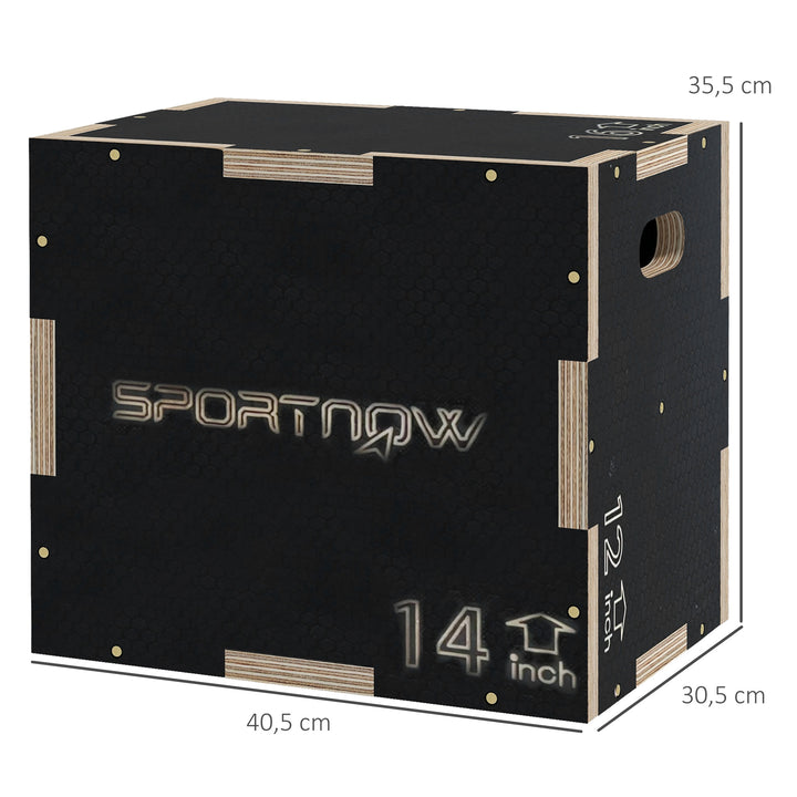 Plyo-boks/springboks, robust, 40,5 x 35,5 x 30,5 cm, sort, håndtag 10 x 3,5 cm, op til 120 kg
