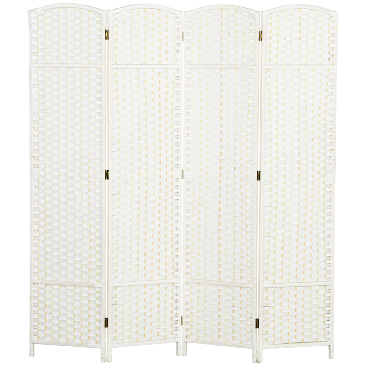 4-Panels rumdeler, foldbar skærm, skærm til stue, soveværelse, hjemmekontor, hvid