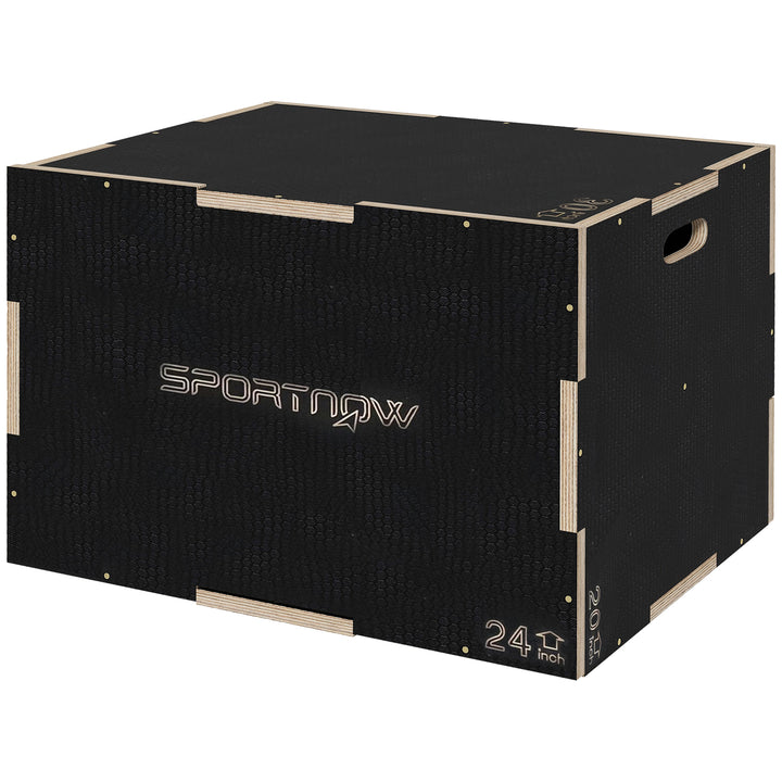 Plyo-boks/springboks, robust, 76x61x51 cm, sort, håndtag 10x3,5 cm, op til 120 kg