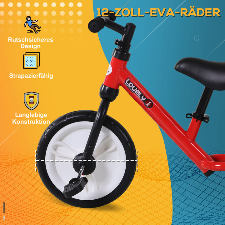 Børnebalancecykel, lærecykel, børnecykel, 2-i-1, børnecykel med støttehjul og pedaler, 2-5 år, sædehøjdejusterbar, pp, rød, 85 x b36 x h54 cm
