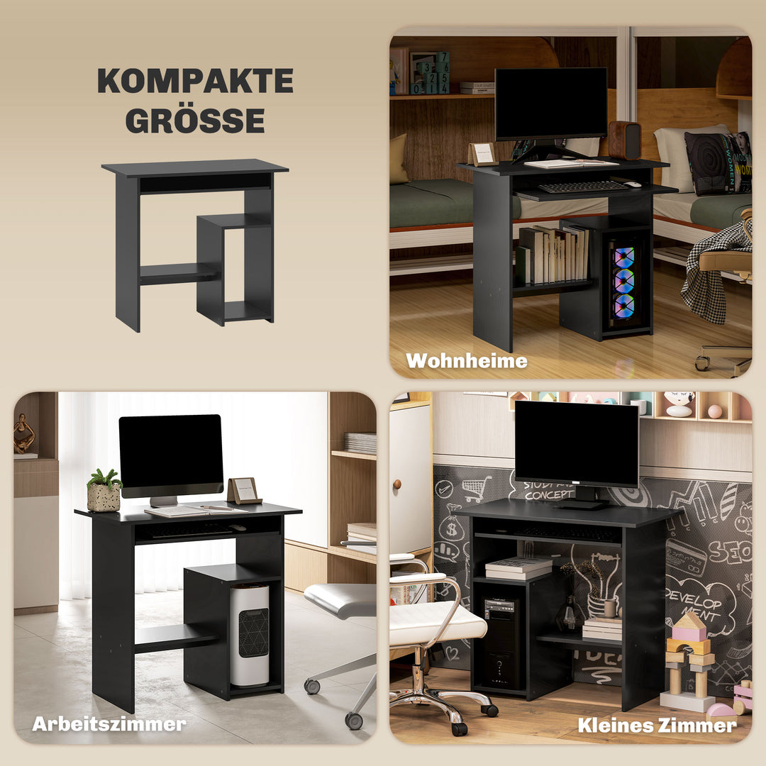 Computerbord, skrivebord, spånplade, metal, 80 x 45 x 75 cm, sort