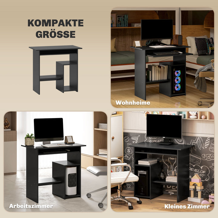 Computerbord, skrivebord, spånplade, metal, 80 x 45 x 75 cm, sort