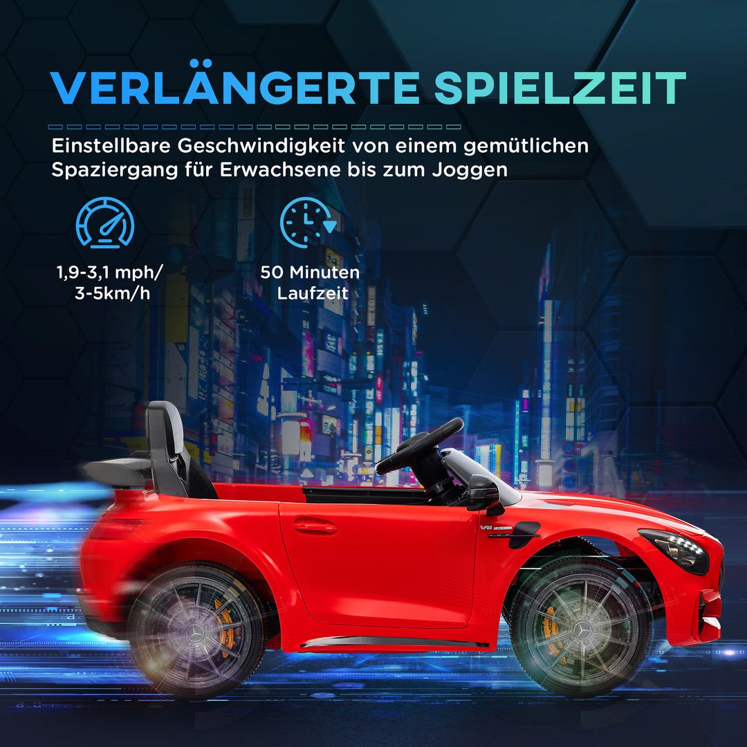 Elektrisk børnebil, Mercedes, 3-5 km/t, fjernbetjening, lys og musik, rød