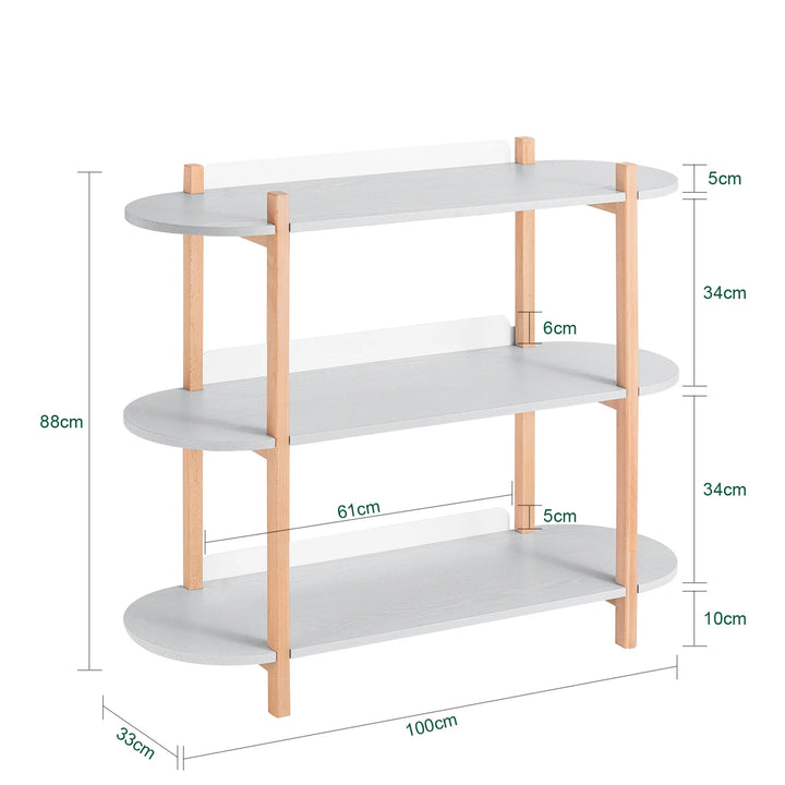 Konsolbord med 3 hylder, L100 x B33 x H88 cm, grå