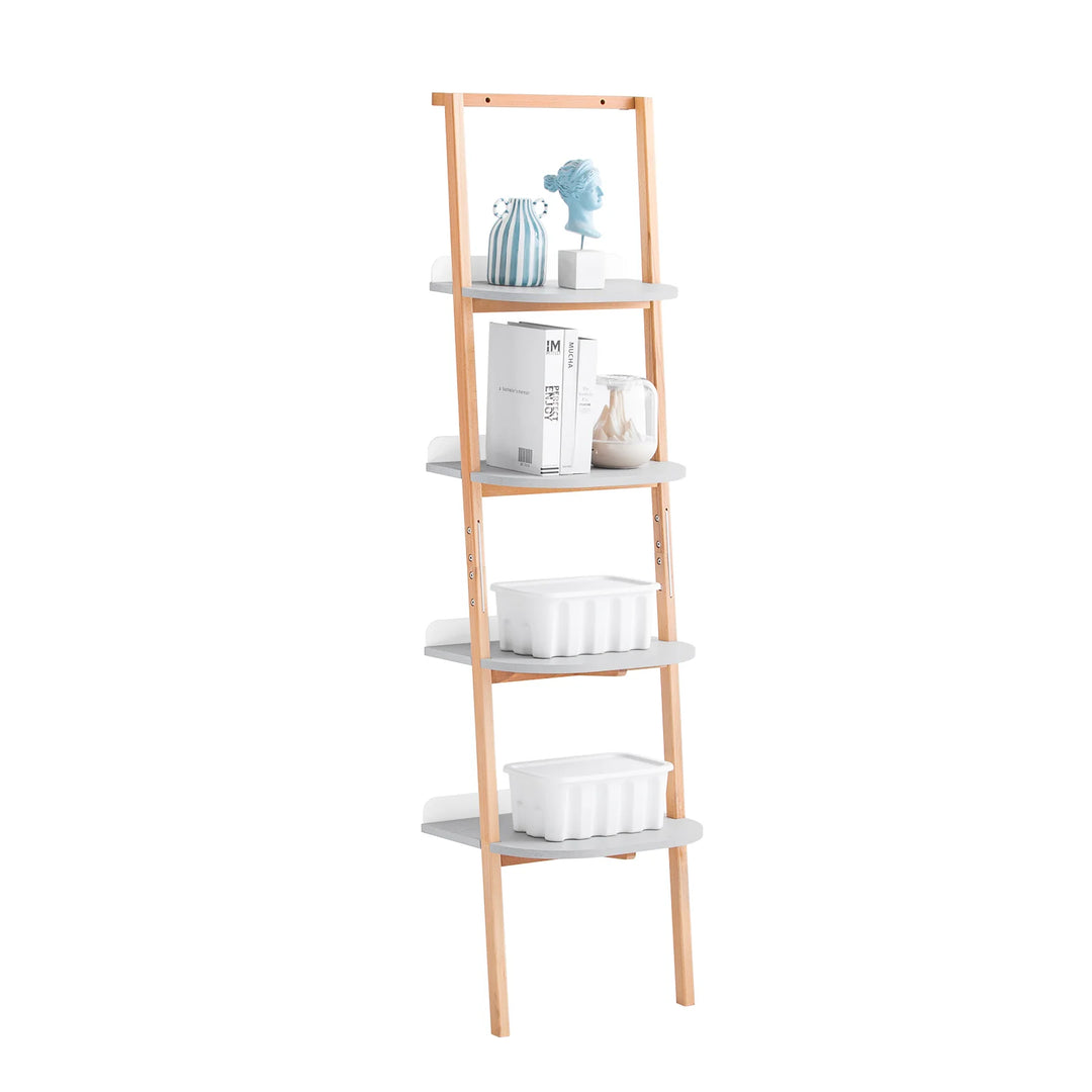 Smuk og elegant stigereol med 4 hylder, L44xH169xB39 cm, lysegrå