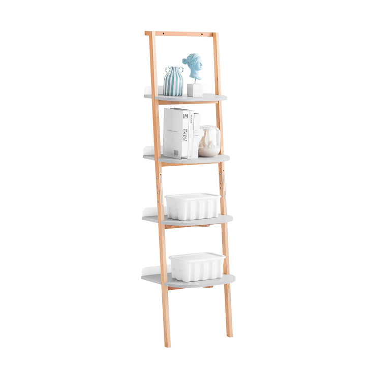 Smuk og elegant stigereol med 4 hylder, L44xH169xB39 cm, lysegrå