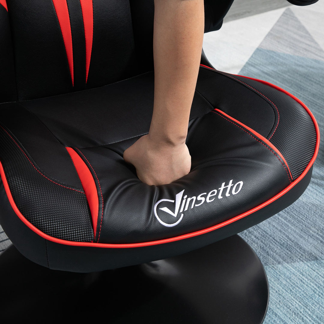 Gaming chair ergonomisk computerstol med gyngefunktion drejestol højdejusterbar stål sort+rød 67 x 70 x 106-112 cm